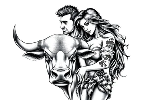 a cuckold man and hotwife with a bull tattoo idea