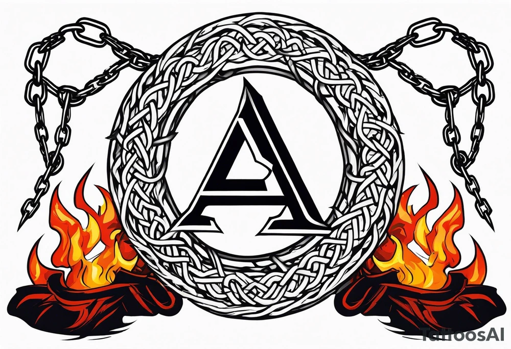 Valhalla sword shield axe barbed wire chains valknut fire tattoo idea Valhalla sword shield axe barbed wire chains valknut fire tattoo idea