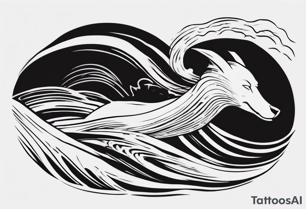 man swimming with waves. minimalist tattoo tattoo idea