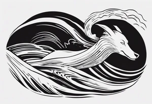 man swimming with waves. minimalist tattoo tattoo idea