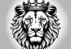 lion with crown on the head and sparkling eyes tattoo idea