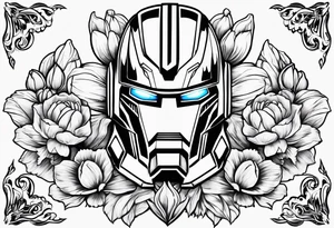 Autobot symbol with Dasiys and tulips tattoo idea