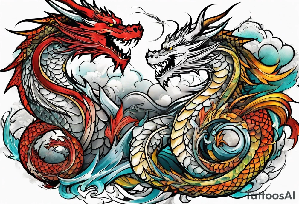 roaring dragons tattoo idea