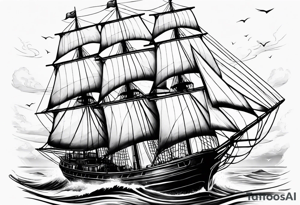 Schooner sailboat tattoo idea