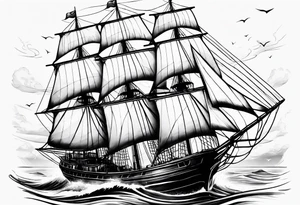 Schooner sailboat tattoo idea