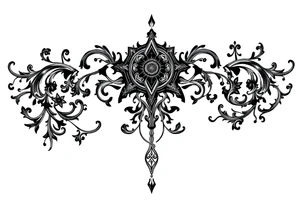 mystical dark and long ornament with witch mytolog and ancient rhyme tattoo idea