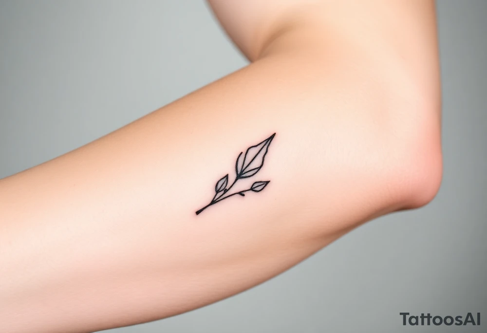 laurel branch with one leaf inverted tattoo idea