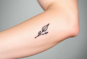 laurel branch with one leaf inverted tattoo idea