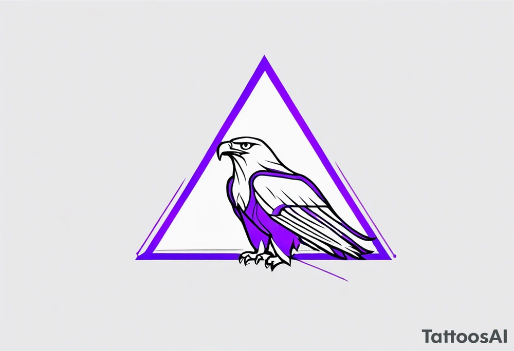 the outline of an eagle over an upside down purple triangle tattoo idea