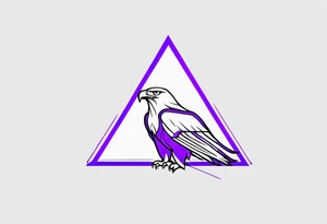 the outline of an eagle over an upside down purple triangle tattoo idea