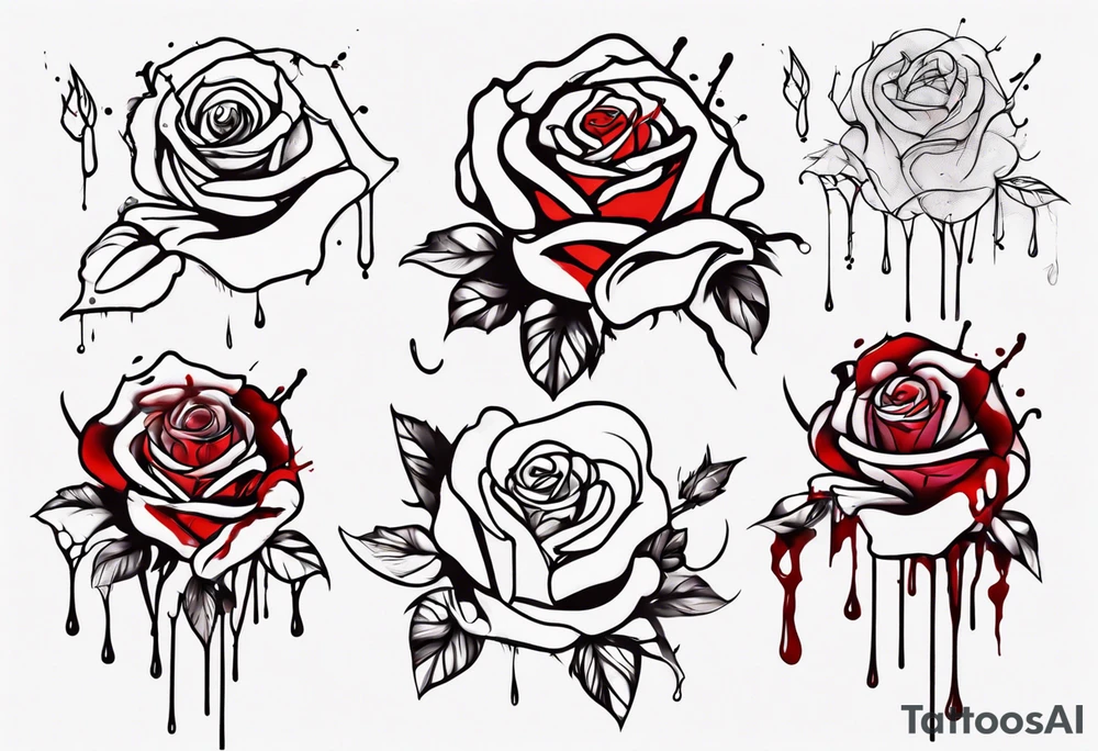 rose flower, one line, blood dripping from flower tattoo idea