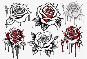 rose flower, one line, blood dripping from flower tattoo idea