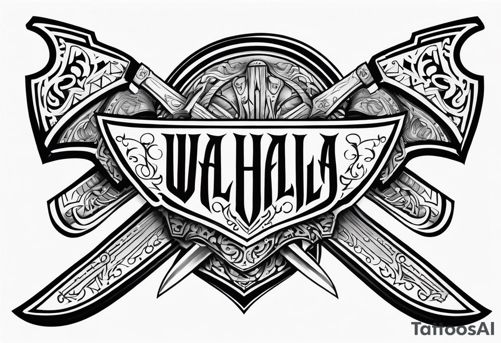 Valhalla sword shield axe armour tattoo idea