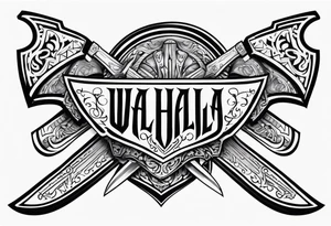 Valhalla sword shield axe armour tattoo idea