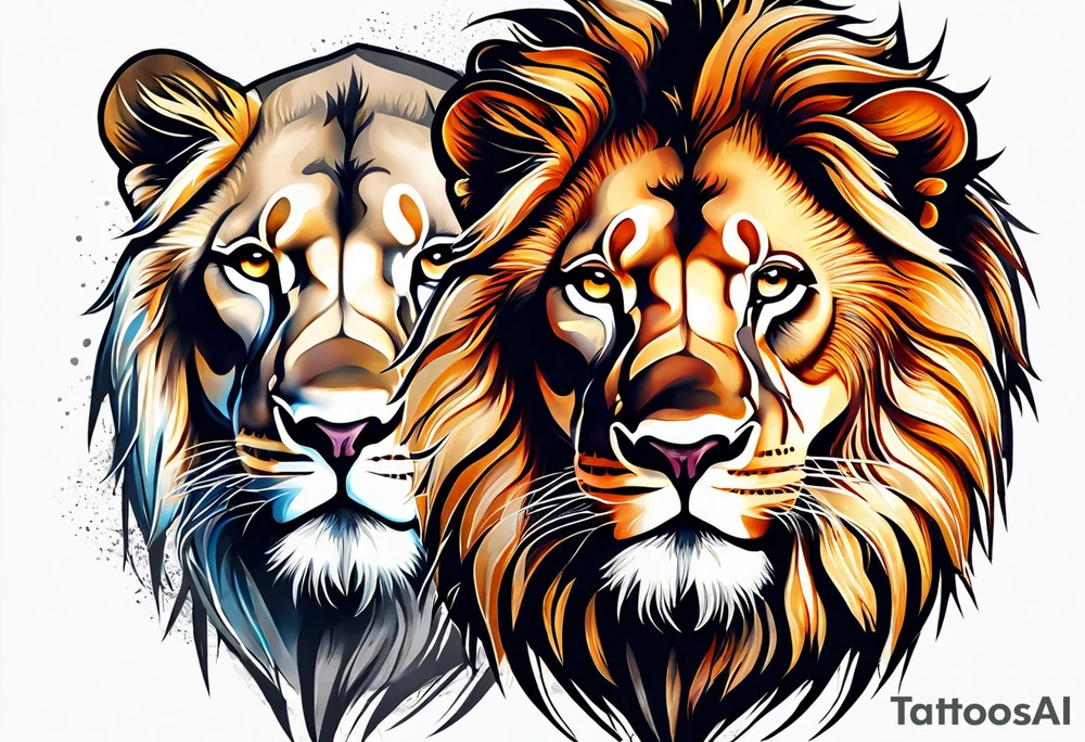 lion and lioness tattoo idea