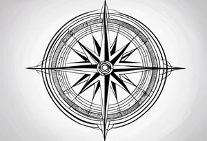 simple basic compass rose with long lines tattoo idea