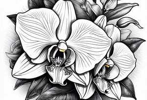 orchid, line art tattoo idea