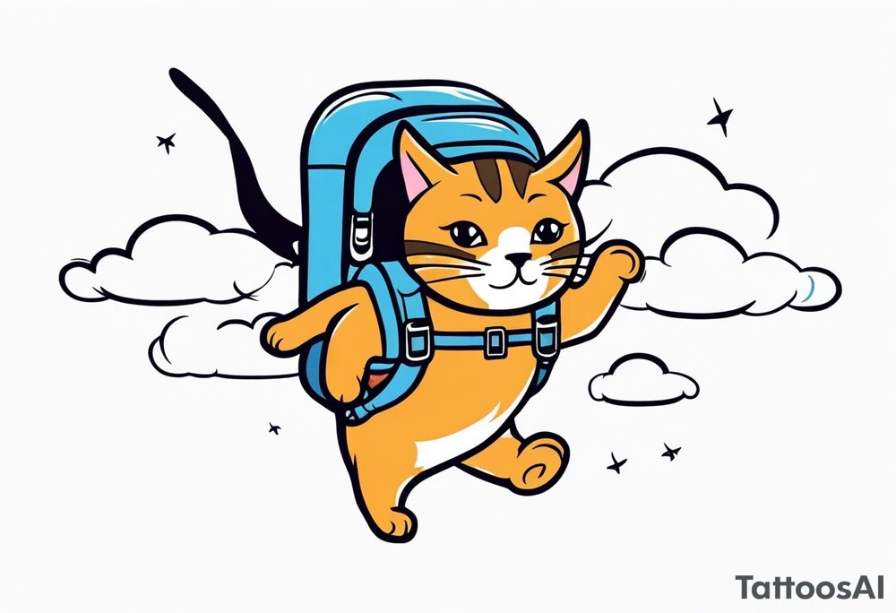a cat going skydiving tattoo idea