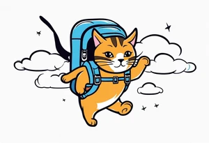 a cat going skydiving tattoo idea