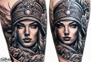 sleeve tattoo - courage, wisdom, temperance, justice tattoo idea