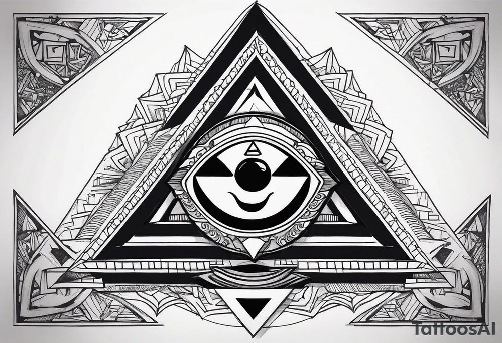 Om symbol with third eye and pyramids tattoo idea