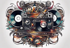 sleeve

intertwined music notes, cassette tape record tattoo idea