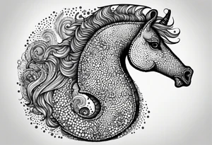 Seahorse made with drag pointillism tattoo idea