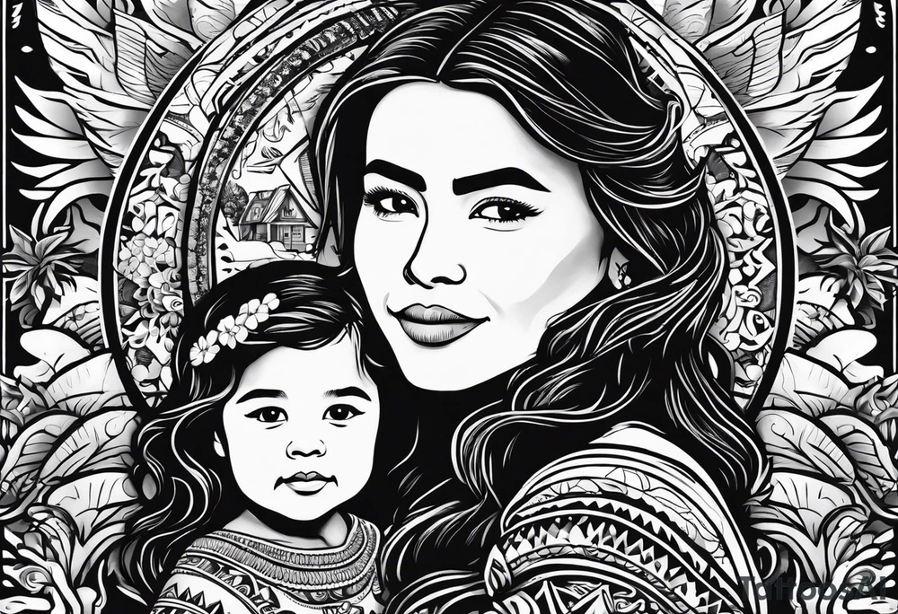 Mexican American inspired that incorporates being a father,  love for son and daughter, building generational wealth. Include elements of the Pacific Northwest Forrest on shoulder.
Add silhouette of Little boy and little girl tattoo idea