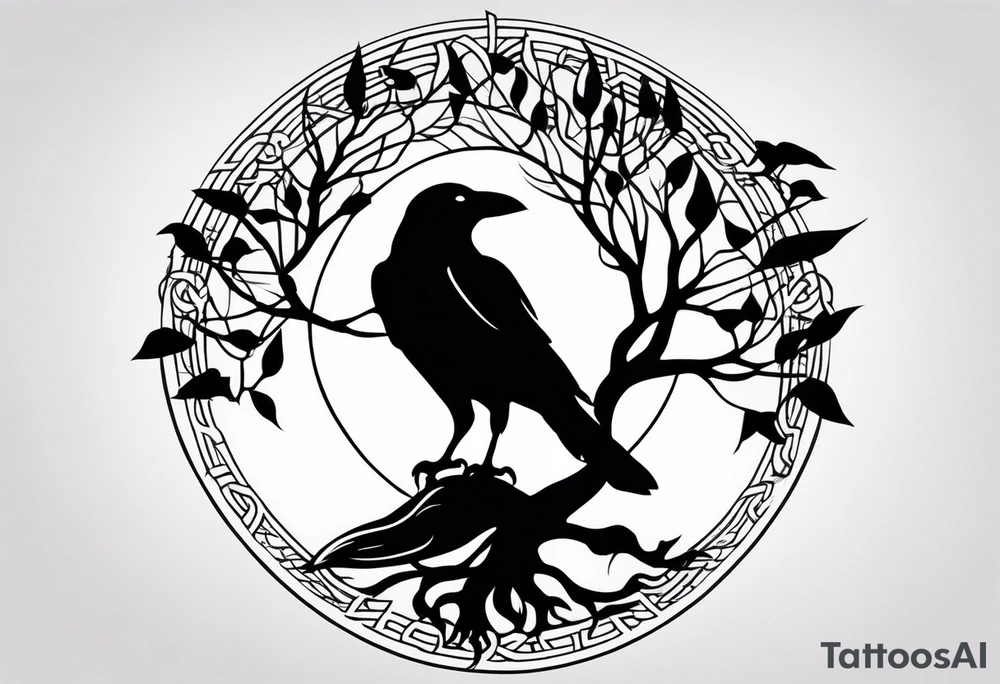 world tree with a raven and knotwork sleeve tattoo tattoo idea world tree with a raven and knotwork sleeve tattoo tattoo idea