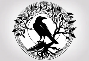 world tree with a raven and knotwork sleeve tattoo tattoo idea