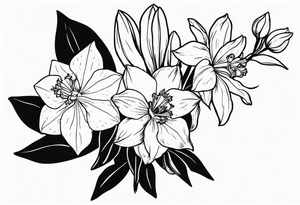 Larkspur and narcissus bouquet tattoo idea