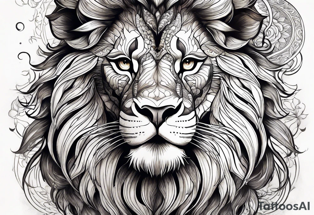 powerful majestic lion, close-up tattoo idea
