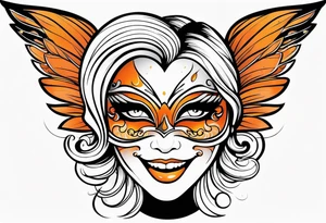 Angel masquerade face laughing that is black and orange tattoo idea