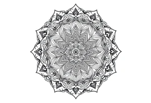 intricate mandala with sacred geometry and cosmic elements tattoo idea