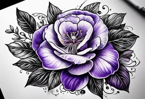 violet with greenery tattoo idea