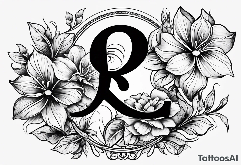 Initials R, E and J incorporated into a flower tattoo design tattoo idea Initials R, E and J incorporated into a flower tattoo design tattoo idea