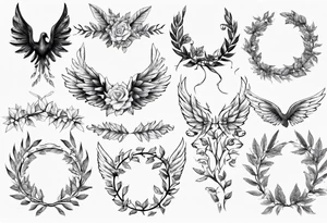wreath leaves Wings tattoo idea