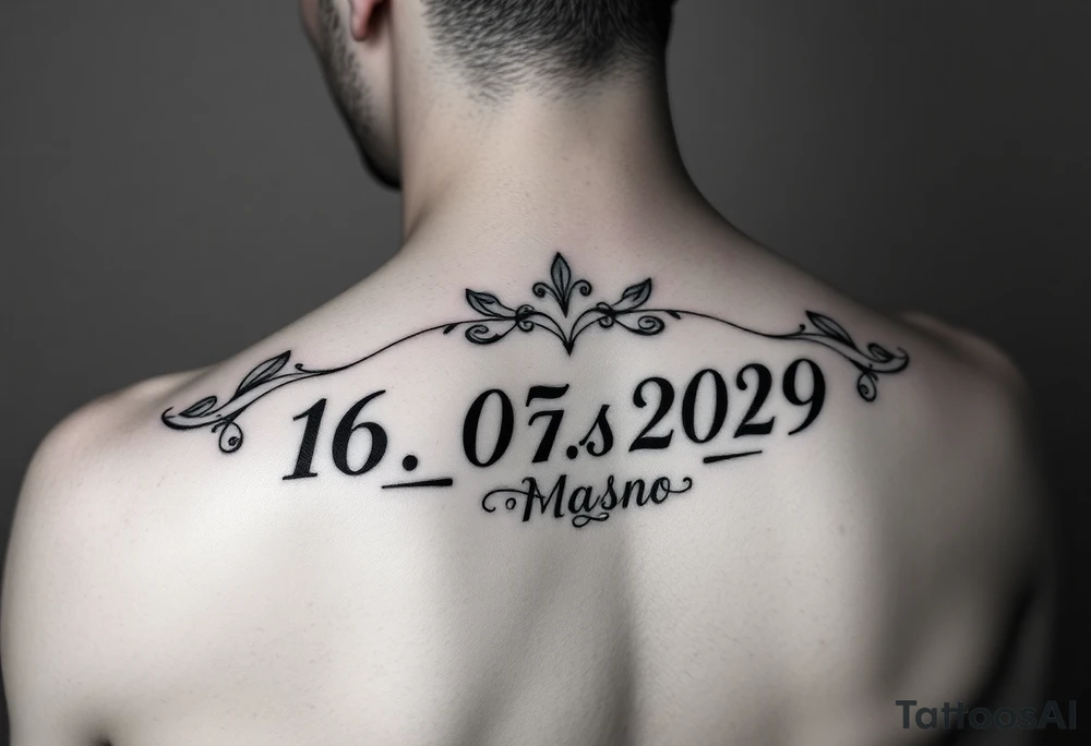 the dates 16.07.2020. 04.05.2019 tattoo ideas with the name James on the year 2019 and mason on the year 2020 for woman tattoo idea