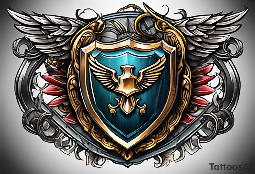 shield with obedience over sacrafice tattoo idea