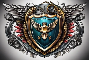 shield with obedience over sacrafice tattoo idea