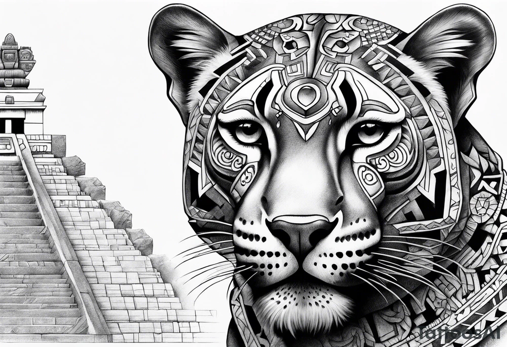 aztec jaguar stone tattoo idea