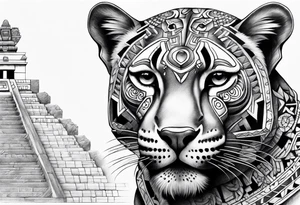 aztec jaguar stone tattoo idea
