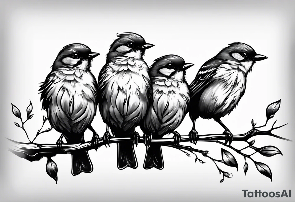 4 little birds... 2 of them are flying tattoo idea