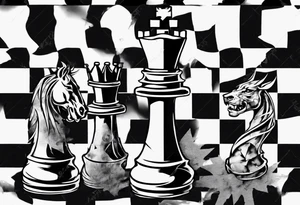 big king chess with lots of cracks marble tattoo idea