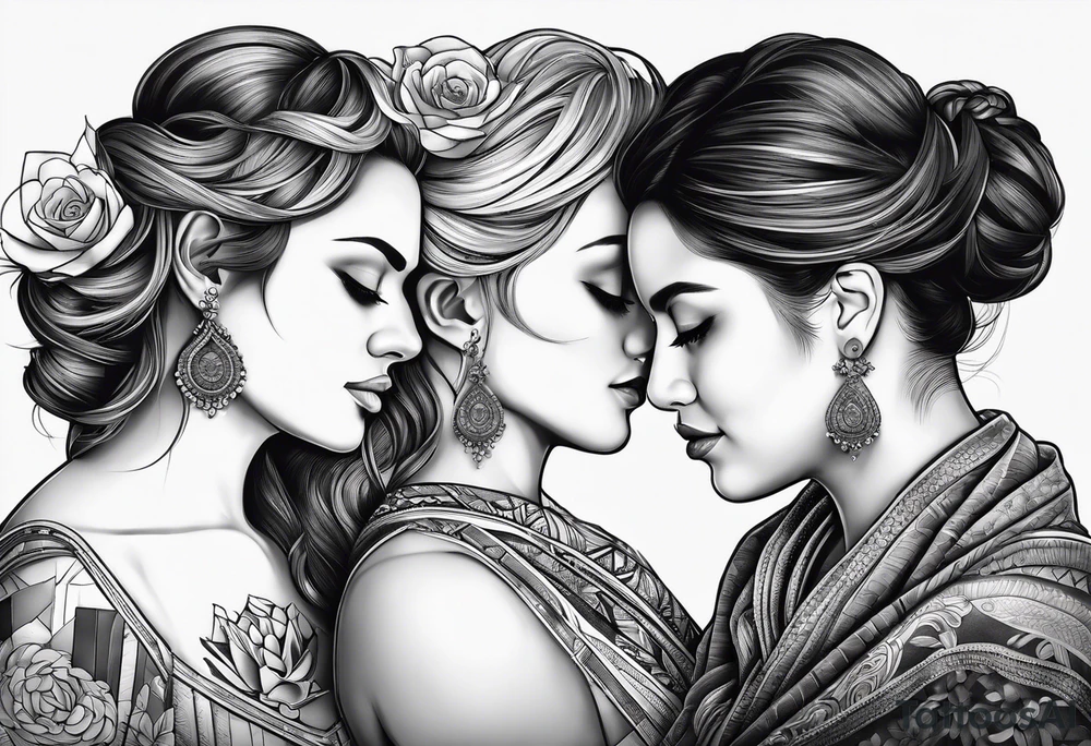 three person side by side. Daughter on the left, mother in the middle, grandmother on the right. tattoo idea
