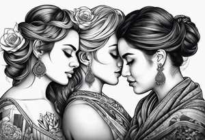 three person side by side. Daughter on the left, mother in the middle, grandmother on the right. tattoo idea