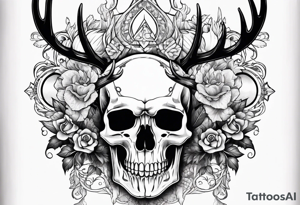 A human with a deer skull head tattoo idea