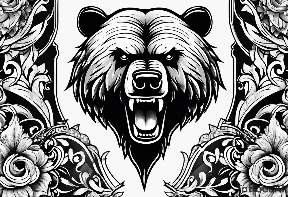 angry bear tattoo idea