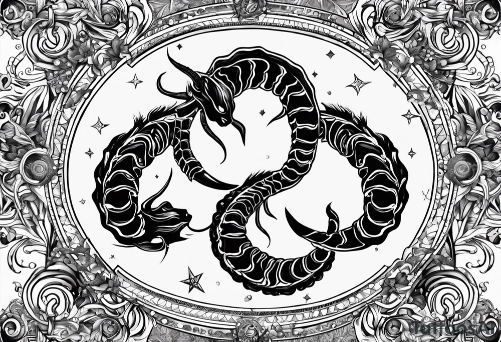 Horoscope signs scorpio and leo mix tattoo idea