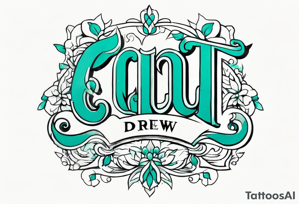 The name Drew with teal tattoo idea